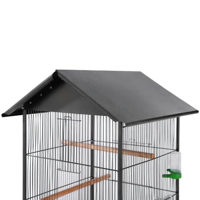 BET Cage à oiseaux avec toit Acier Noir 66 x 66 x 155 cm BET9472646139962
