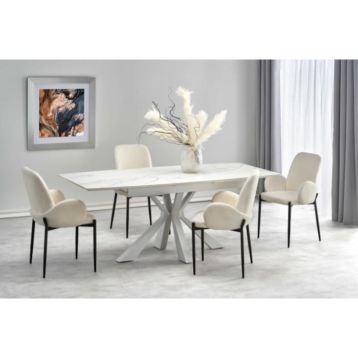 Table à manger extensible 160/200 x 90 cm blanc SALTUM 