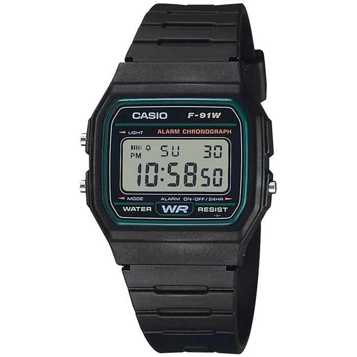Montre - CASIO - Retro Vintage F-91W-3D - Résine - Noir - Digital