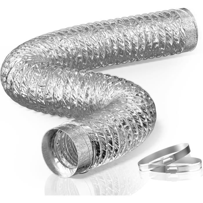 Tuyau D'évacuation Diamètre De 100 Mm Longueur 3 M Gaine Ventilation En Aluminium Tuyau D'évacuation D'air Avec 2 Colliers De Serrage En Acier Pour Cl | Leroy Merlin