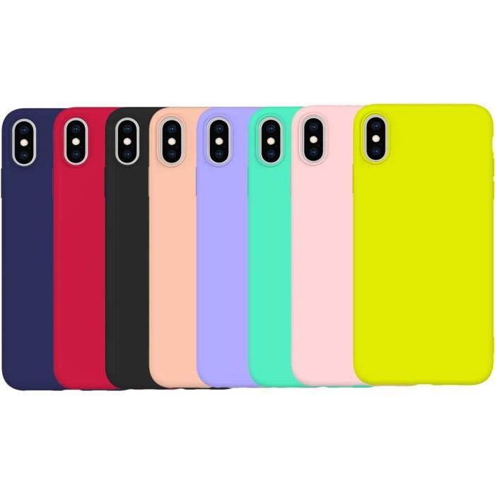 8 x Coque Apple iPhone XS Max Silicone Souple Anti RayuresProtection Bleu  Jaune Rose Vert Rouge Noir Violet Orange U8