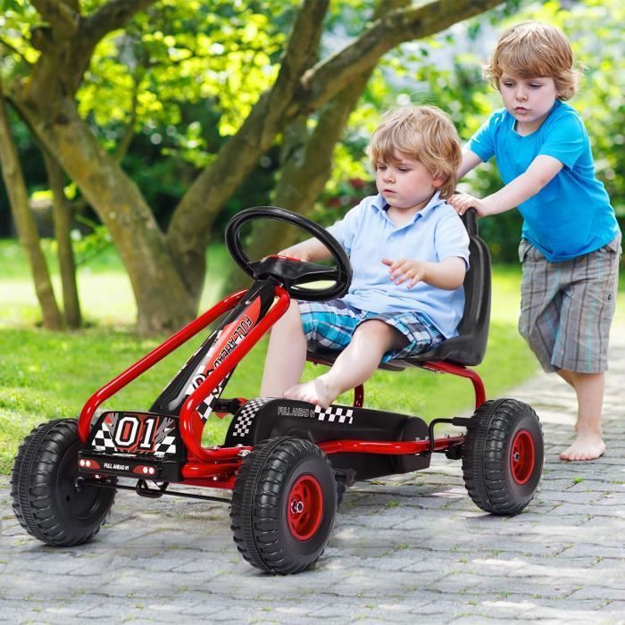 Kart à Pédales BERG Rally - Pour Enfants Dès 4 Ans - Pneus Gonflables, Siège Réglable, Frein, Options LED Et Boîte à Sons - Rouge