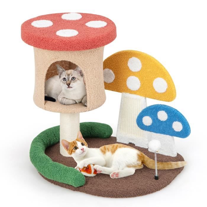 COSTWAY Arbre à Chat 59 CM en Forme de Champignon - boule à ressort Condo Poteau Griffoir - Centre dActivités pour Chat COSTWAY Arbre à Chat 59 CM en Forme de Champignon - boule à ressort Condo Poteau Griffoir - Centre dActivités pour Chat