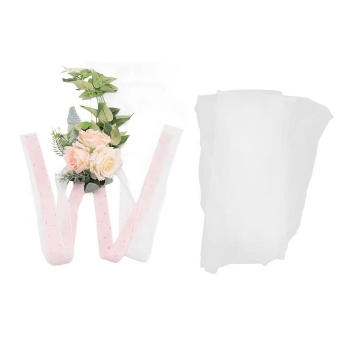Lot De 4 Nœuds En Soie Pour Voiture De Mariage - Rose Simulation Avec Ruban Organza - Décoration Poignée, Rétroviseur - 8