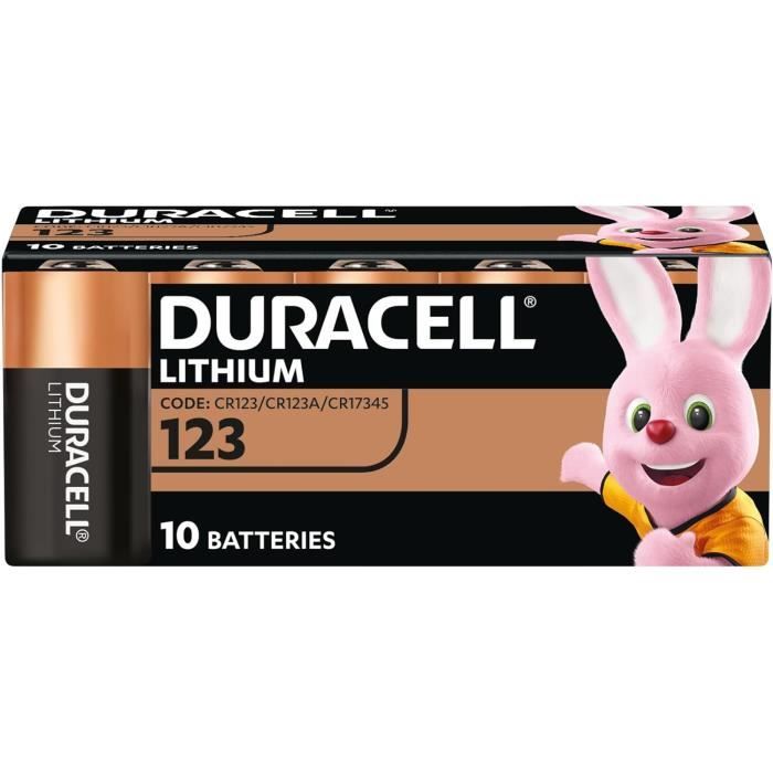 Duracell 123 Pile Lithium Haute Puissance 3V pour Caméras Arlo Capteurs Verrous Sans Clé Flashs Photo et Lampes de Poche