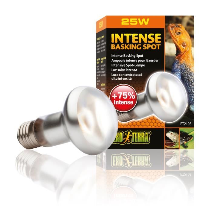 Lampe pour terrarium - EXO TERRA - Baskingspot 25W - Verre intense - +35% lumière & chaleur - Émissions UVA