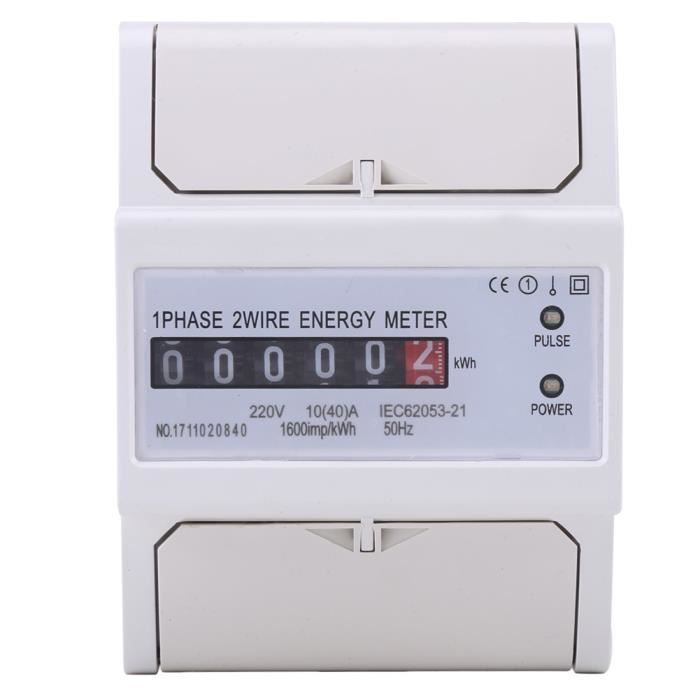 Garosa Compteur KWh Rail DIN 1 Phase 2 Fil Compteur d'énergie Électrique KWh Rail DIN 10 (40) A