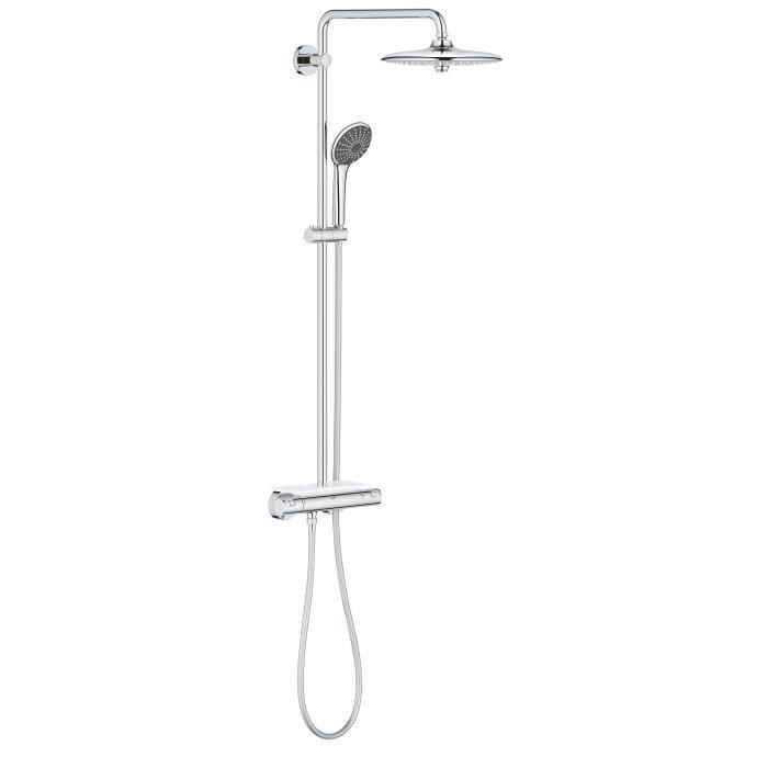 GROHE Colonne de douche robinet thermostatique Vitalio Joy 260, 50% d'économie d'eau et d'énergie, douchette 3 jets, 26403001