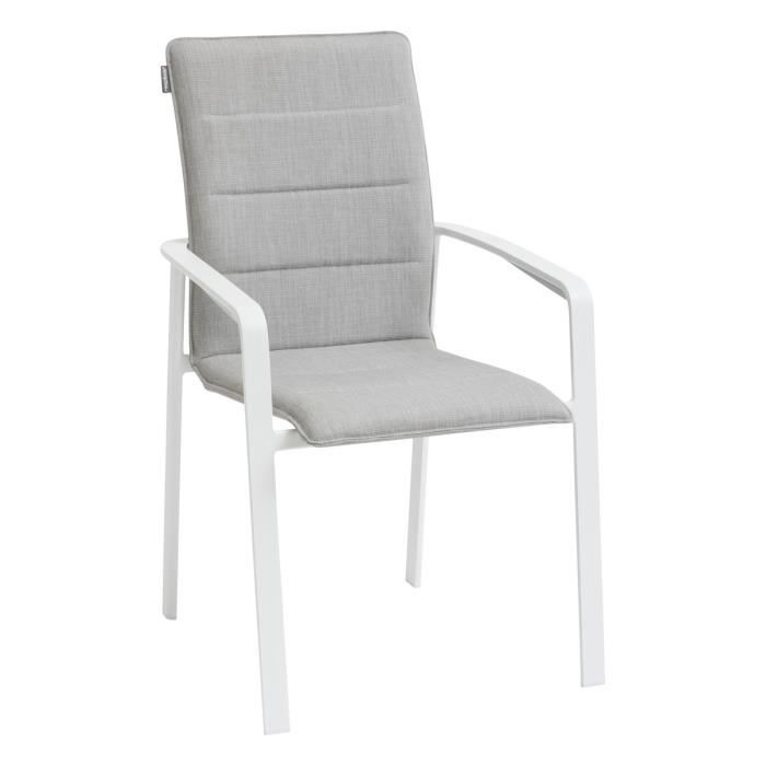 fauteuil de jardin empilable diese perle & blanc - hespéride - contemporain - aluminium - extérieur