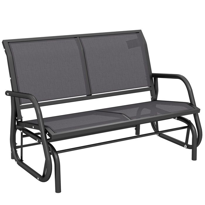 Outsunny - Banc à bascule de jardin - Métal - 120x70x85cm - Gris