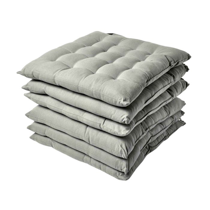 Lot de 6 Galette de Chaise Capitonnée 40 x 40 cm Gris Lot de 6 Galette de Chaise Capitonnée 40 x 40 cm Gris