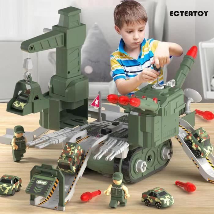 Kit Véhicules Construction Démonter – 4 Engins + Tournevis, Jouet Éducatif Garçons Filles 3-6 Ans
