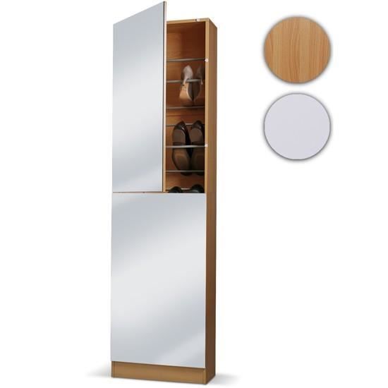 Armoire à chaussures avec miroir pour 18 paires blanc Cdiscount Maison