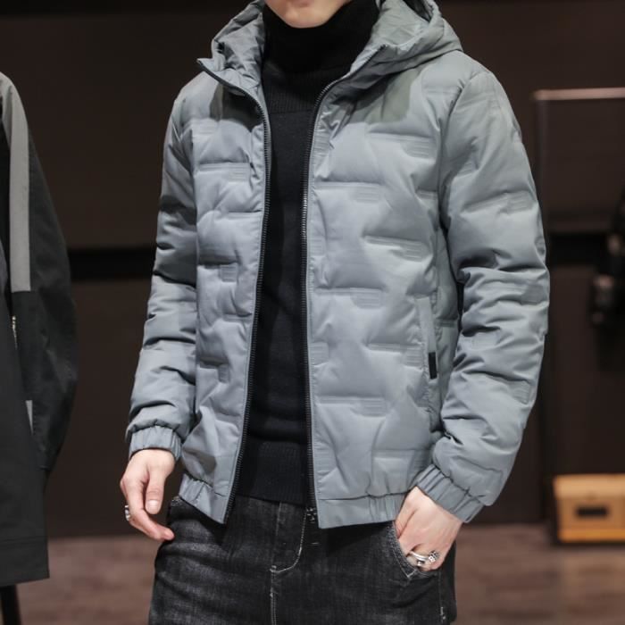 Doudoune Légère Homme Sans Capuche - Veste Chaude Hiver Col Mao - Manteau Court Décontracté Zippé Avec Poches - Couleur Unie