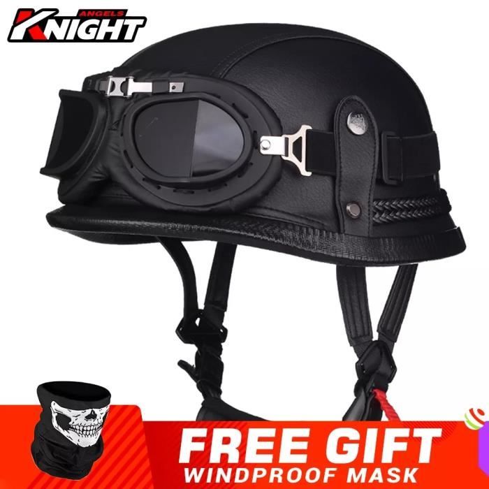 Lunettes De Moto Evomosa En Cuir PU - Anti-UV, Anti-Buée - Style Rétro Pour Sport, Vélo, ATV - Noir