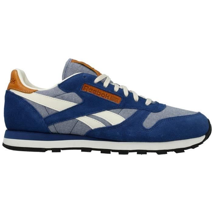 Reebok Baskets - REEBOK - CL Leather CH - Gris - Homme - Cuir - Lacets