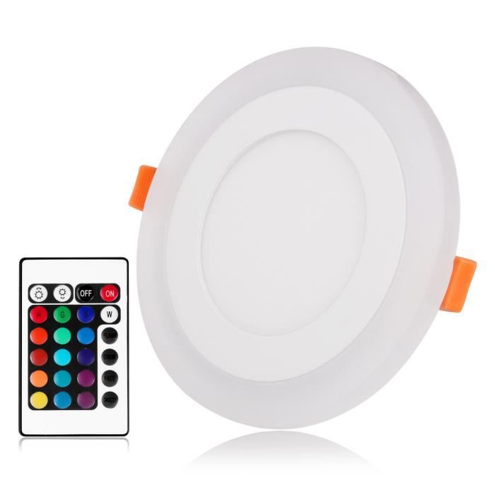 4 Spots LED Encastrables 5W RGB - Changement De Couleur Avec Télécommande Pour Plafond