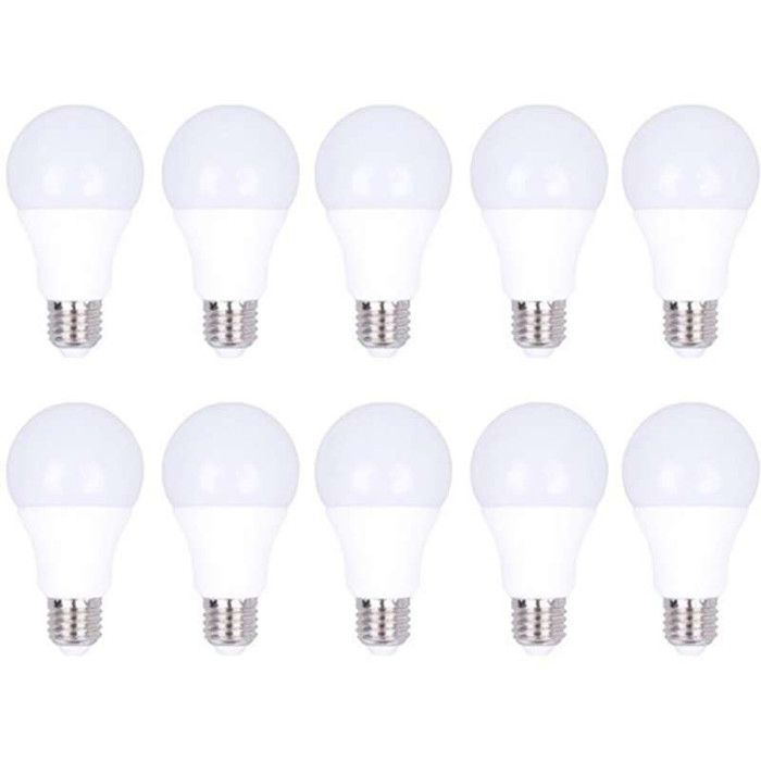 Lot de 10 Ampoules E27 12W A65 équivalent 75W Optonica (Blanc Froid