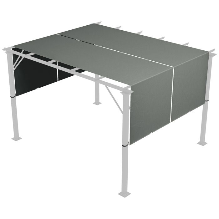 Lot de 2 toiles de rechange pergola - Outsunny - rétractable de 49 x 12 m - tissu polyester protection UV - gris foncé