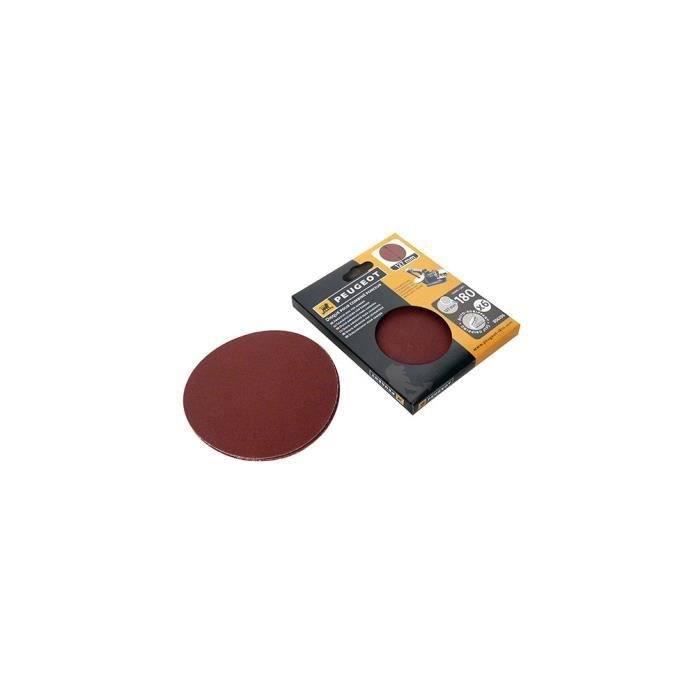 Jeu de 6 abrasifs Velcro 127mm - Grain 180 Diamètre 127 MM PEUGEOT OUTILLAGE