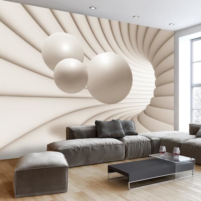 Papier peint 3D et Perspective Balls in the Tunnel 300x210 cm - Papier ...