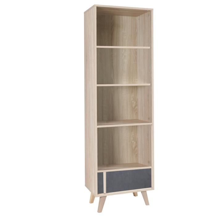 Bibliothèque MALMO - PRICE FACTORY - Gris - Style Scandinave - 4 étagères Bibliothèque MALMO - PRICE FACTORY - Gris - Style Scandinave - 4 étagères