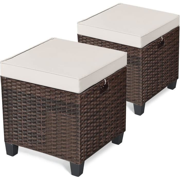 Pouf De Rangement Cube RELAX4LIFE 40x40x40 Cm - Similicuir Marron - Assise Confortable Et Espace De Stockage