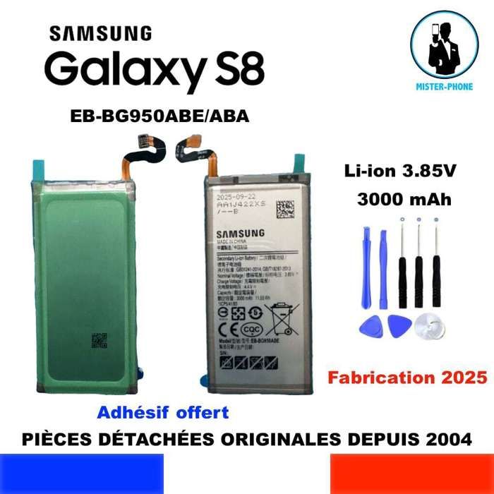 BATTERIE ORIGINALE SAMSUNG GALAXY S8 SM-G950 EB-BG950ABE EB-BG950ABA 3000mah OEM + KIT OUTILS GENUINE BATTERY TOOLS