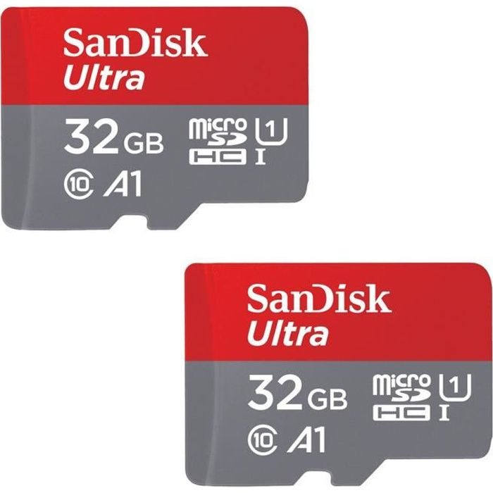 2PCS Carte Mémoire micro SDHC SanDisk Ultra 32Go Adaptateur SD Vitesse de  Lecture Allant jusqu'à 98Mo/S, Classe 10, U1,A1 - Cdiscount Appareil Photo