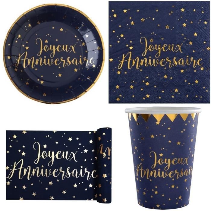 1 Pack Joyeux Anniversaire De 10 Personnes Bleu Marine Et Or Cdiscount Maison 1 Pack Joyeux Anniversaire De 10 Personnes Bleu Marine Et Or Cdiscount Maison