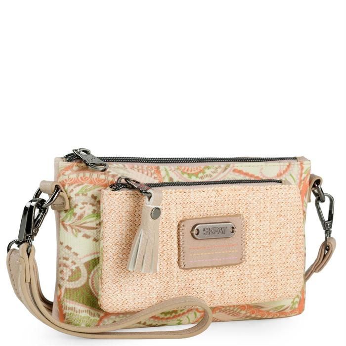 SKPAT Sac bandoulière femme ANNECY grande capacité - rose en toile raphia et cuir synthétique SKPAT Sac bandoulière femme ANNECY grande capacité - rose en toile raphia et cuir synthétique