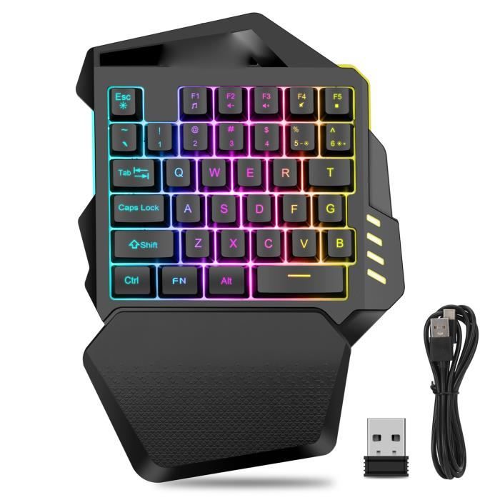 Clavier de jeu à une main – SONEW – G60 – Sans fil 2.4G – Éclairage RVB – 35 touches