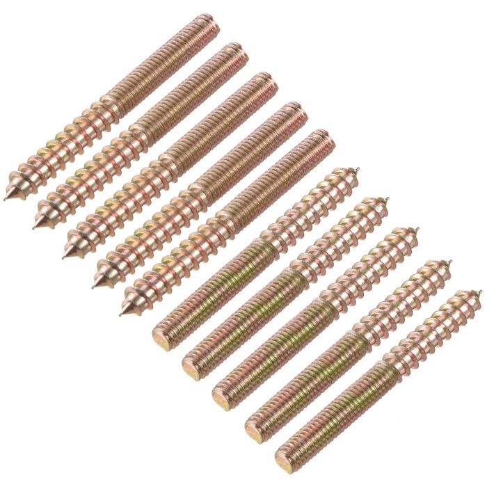 sourcing map M6 Vis Double Filetage Boulon Longueur 30mm Double Tête Autotaraudeuse 6mm Bois Joint Meubles Jambes 10Pcs