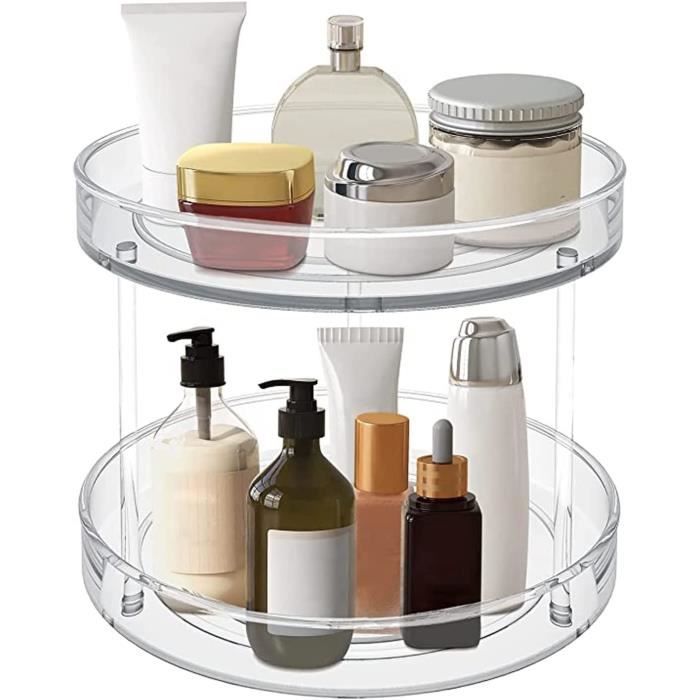 Lot De 2 Plateaux Tournants Lazy Susan - 28 Et 22 Cm, Bords Surélevés, Pour Rangement Cuisine Ou Frigo