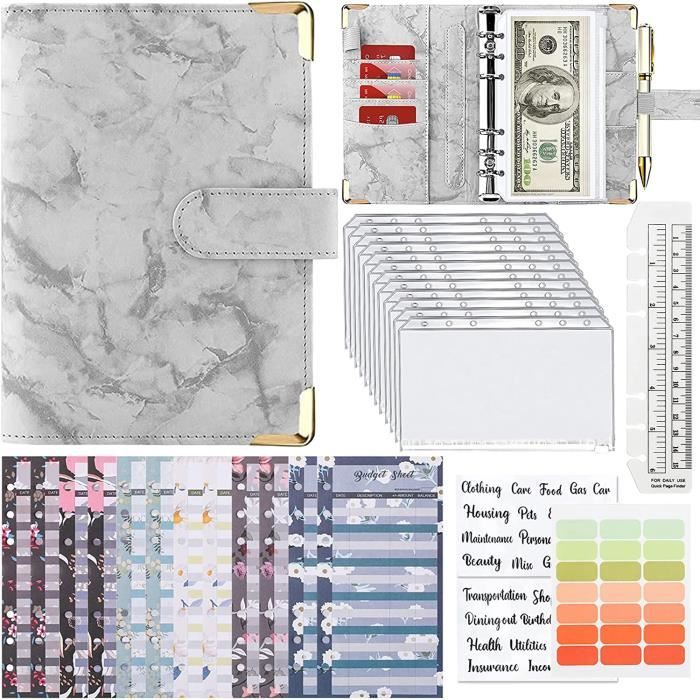 Classeur A6 Budget,Classeur Budget En PU Cuir Budget Planner Avec Feuilles De Budget,Pochettes