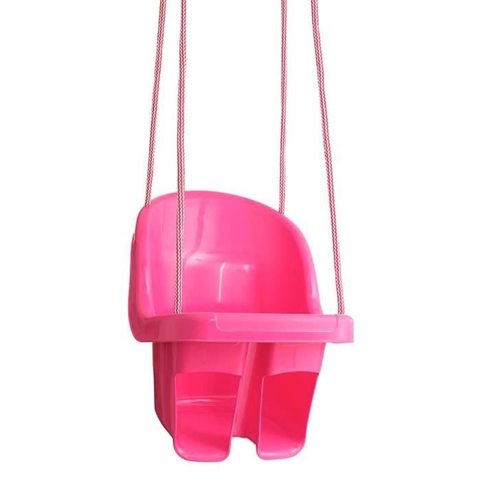 Balançoire enfant à cordes avec siège et dossier - FRAIZE - Rose - De 24 à 72 mois - Jusquà 30 kg