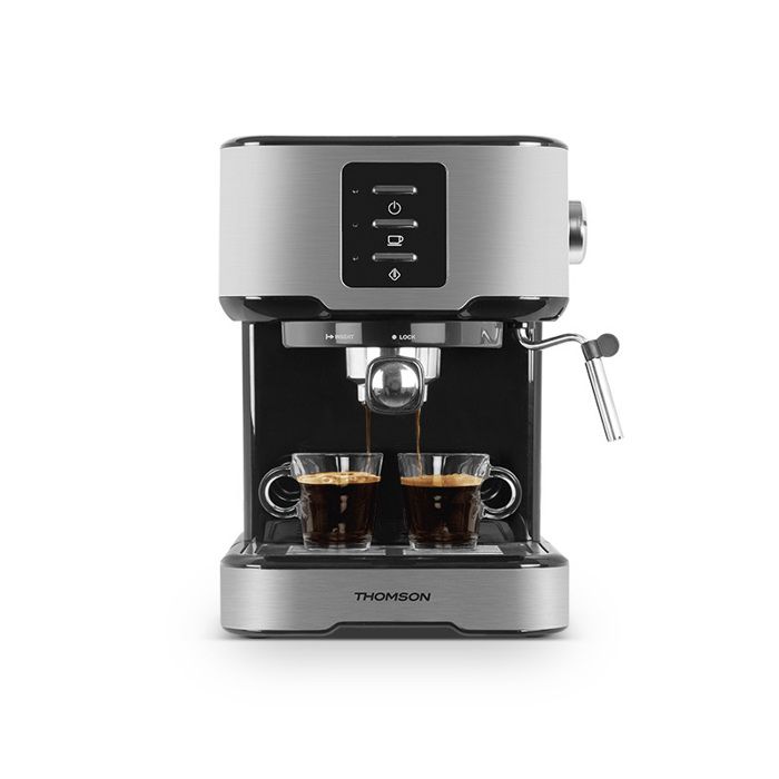 THOMSON - THES215DX - Machine à café expresso - Moulu ou dosettes - Réservoir (1,5L) - Pression 15 bars - Inox