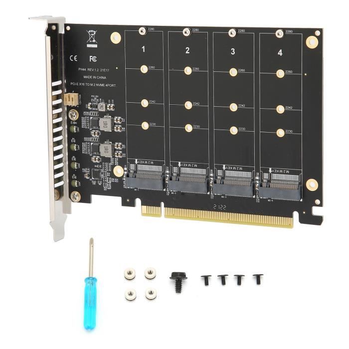 TMISHION adaptateur double M.2 PCIE Carte adaptateur 4 ports M.2 NVMe SSD vers carte dextension de lecteur de convertisseur de