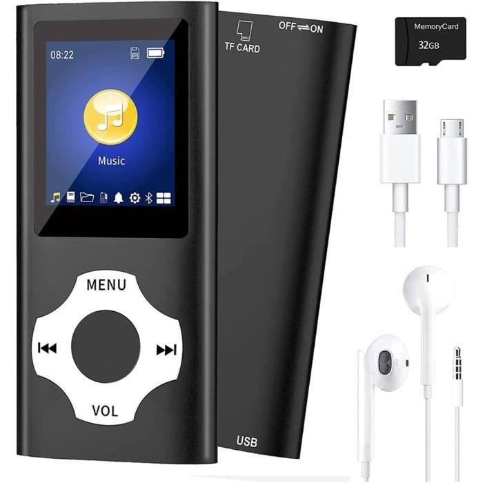 Lecteur MP3 avec BT 5.0, Lecteur de Musique HiFi Portable pour Sports, Lecteur de Musique pour Enfants avec Enregistreur Vocal FM, Visionneuse Vidéo Livre Numérique pour Course Cyclisme Randonnée