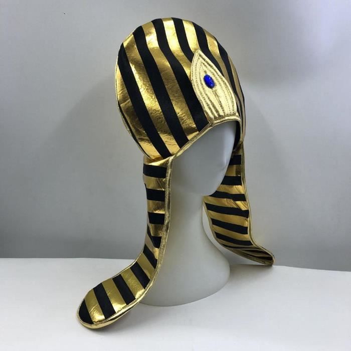 Coiffe Pharaon égyptien Adulte - Accessoire Déguisement Noir Et Or Avec Serpent - Tour De Tête ~59 Cm - Parfait Soirée Déguisée