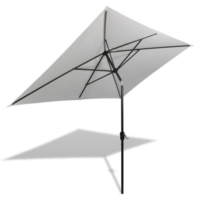 Parasol - VIDAXL - 200 x 300 cm - Blanc - Mât droit - Manuel