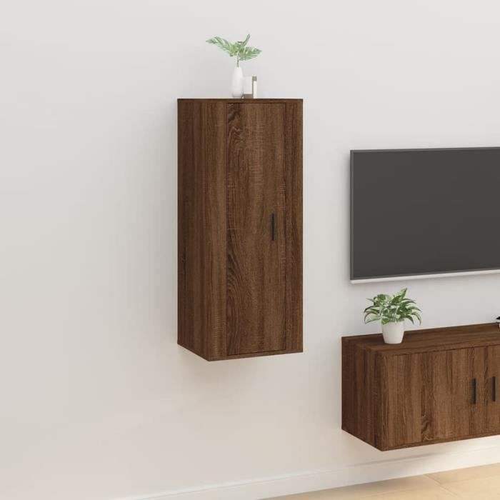 816687 vidaXL Meuble TV mural Chêne marron 40x345x100 cm