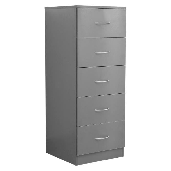 table d'appoint armoire de rangement vingvo - 5 tiroirs - gris - contemporain - design