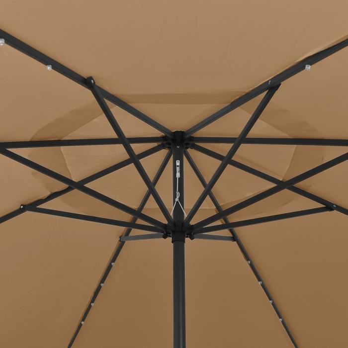 Parasol d'extérieur avec LED et mât en métal 400 cm Taupe ZHA