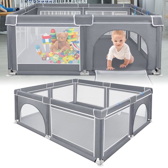YUENFONG Parc pour bébé - Grand terrain de jeu de sécurité - Grille de protection pour enfants - Gris foncé (200 x 180 x 68 cm)