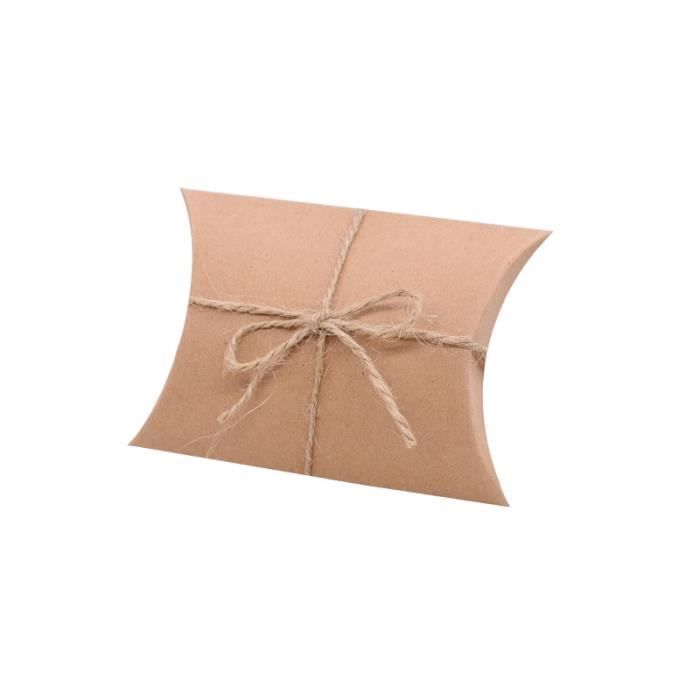 100 Boîtes à Bonbons Kraft En Forme D'Oreiller - 9x6.5x2.5cm - Pour Mariage, Anniversaire