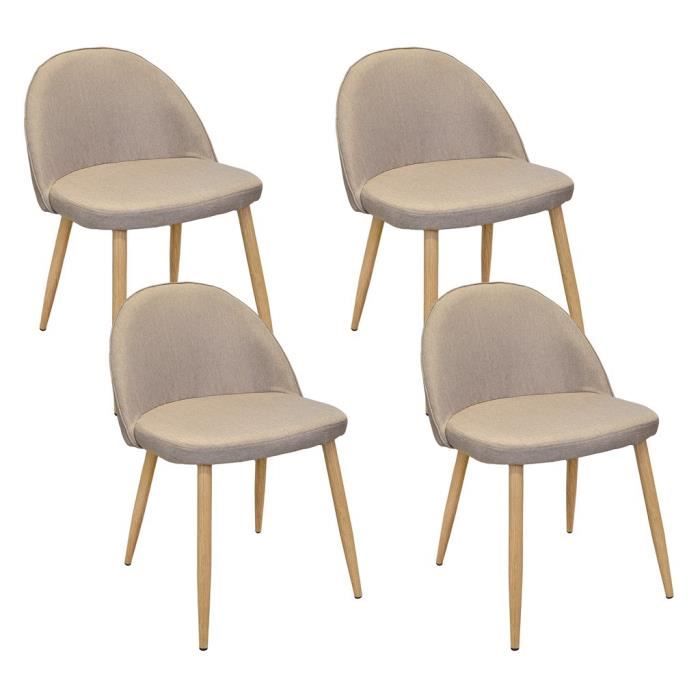 chaises de Métal 44 En MONA Lot Foncé Pieds En 4 Beige Avec Nv8nm0w