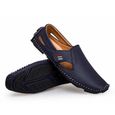Mocassins pour hommes - Chaussures plates décontractées respirantes - Bleu - PU artificiel-1