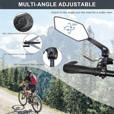 2 Rétroviseurs Pour Vélo Rotatifs 360° - Universels, Mini, Pour VTT, Route, Trottinette électrique - Installation Facile Sans Outils