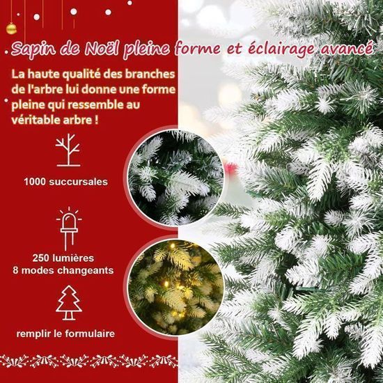 Sapin de Noël avec 150 LED Blanc 150 cm PE et Acier